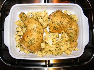 sovracoscia di pollo e patate a crudo